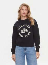 Tommy Hilfiger Bluza Varsity WW0WW39805 Granatowy Regular Fit. Niebieskie bluzy Tommy Hilfiger, m, bez wzorów, z bawełny, bez ramiączek, bez kaptura. Za 649.99 zł.