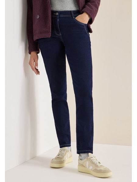 Cecil Dżinsy - Slim fit - w kolorze granatowym rozmiar: W29/L30. Niebieskie jeansy Cecil, l, z aplikacjami, ze skóry, klasyczne, z podwyższonym stanem. Za 139.87 zł.