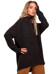 Made of emotion Golf w kolorze antracytowym rozmiar: S/M. Czarne swetry Made Of Emotion, m, bez wzorów, ze splotem, bez ramiączek. Za 210.32 zł.