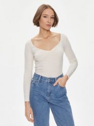 Pepe Jeans Bluzka Huala PL505755 Biały Slim Fit. Białe bluzki Pepe Jeans, m, bez wzorów, z jeansu, bez kołnierzyka, bez ramiączek. Za 119.99 zł.