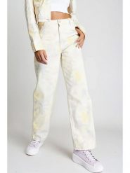 Monki Dżinsy - Regular fit - w kolorze kremowym rozmiar: 40. Brązowe jeansy Monki, bez wzorów, z podwyższonym stanem. Za 69.75 zł.