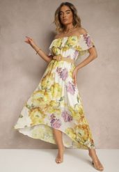 Żółta Sukienka Hiszpanka z Kwiatowym Wzorem i Plecionym Paskiem Sadeene. Żółte sukienki Renee, na co dzień, m, bez wzorów, eleganckie, bez kołnierzyka, bez ramiączek, midi. W wyprzedaży za 107.99 zł.