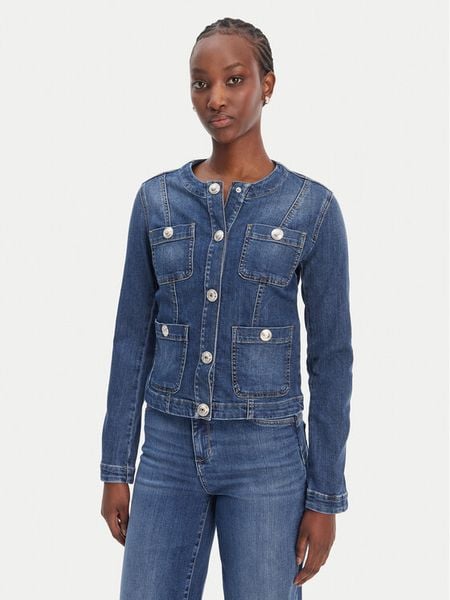 Liu Jo Kurtka jeansowa UA6260 D0275 Niebieski Regular Fit. Niebieskie kurtki Liu Jo, bez wzorów, z jeansu, bez kaptura. Za 799.99 zł.