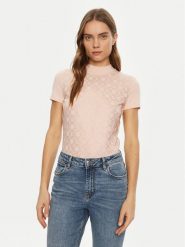 Guess T-Shirt W5RI15 J1314 Różowy Regular Fit. Czerwone bluzki Guess, l, z aplikacjami, z bawełny, bez kołnierzyka, bez ramiączek. Za 199.99 zł.