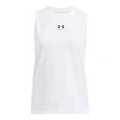 Tank top damski Under Armour Rival. Białe topy Under Armour, bez wzorów, z bawełny, bez kołnierzyka, bez ramiączek. Za 172.00 zł.