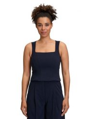 Vera Mont Top w kolorze granatowym rozmiar: 38. Niebieskie topy Vera Mont, bez wzorów, z nylonu, retro, bez kołnierzyka, bez ramiączek. Za 104.99 zł.