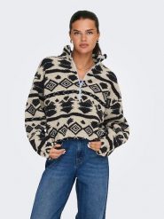 ONLY Bluza polarowa w kolorze kremowo-czarnym rozmiar: M. Brązowe bluzy bez kaptura ONLY, m, bez wzorów, z polaru, bez kaptura. Za 136.45 zł.