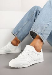 Białe Sneakersy Typu Tenisówki z Kontrastowymi Wstawkami Feladith. Białe trampki Renee, bez wzorów, z jeansu, klasyczne, bez zapięcia. W wyprzedaży za 67.99 zł.