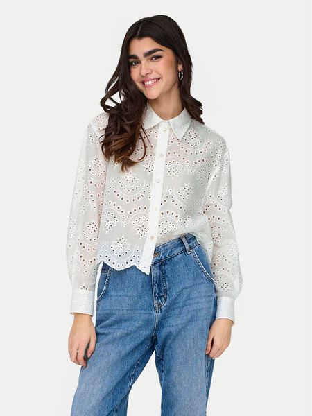 ONLY Koszula Valais 15269568 Biały Loose Fit. Białe koszule ONLY, xl, bez wzorów, z bawełny, bez kołnierzyka, bez ramiączek. Za 119.99 zł.