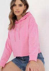 Różowa Bluza Antele. Czerwone bluzy Born2be, xl, bez wzorów, z jeansu, casualowe, bez ramiączek, z kapturem. W wyprzedaży za 33.99 zł.