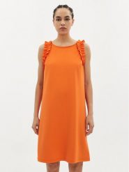 Joseph Ribkoff Sukienka letnia 242115 Pomarańczowy Regular Fit. Brązowe sukienki Joseph Ribkoff, bez wzorów, z syntetyku, bez kołnierzyka, bez ramiączek. Za 469.99 zł.