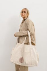 TORBA KAKTUS BEŻOWA One size - Flawless. Brązowe shopper bag Flawless, bez wzorów, z bawełny, na ramię, z nadrukiem, bez dodatków. Za 165.00 zł.