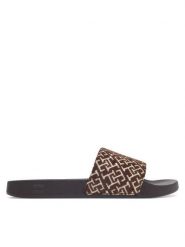 Tommy Hilfiger Klapki Th Monogram Pool Slide FW0FW09611 Brązowy. Brązowe klapki Tommy Hilfiger, bez wzorów, z materiału, bez obcasa, bez zapięcia. Za 169.99 zł.