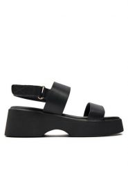 Aldo Sandały Thilda 13734051 Czarny. Czarne sandały Aldo, bez wzorów, ze skóry, bez obcasa, na koturnie, bez zapięcia. Za 229.99 zł.
