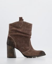 SZARE BOTKI 0615909S MINK. Szare botki Venezia, bez wzorów, ze skóry, bez obcasa, bez zapięcia. Za 239.00 zł.