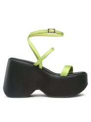 Vic Matié Sandały 1C6756D_C06BEIBD95 Zielony. Zielone sandały Vic Matié, bez wzorów, z materiału, bez obcasa, na koturnie, bez zapięcia. Za 629.99 zł.