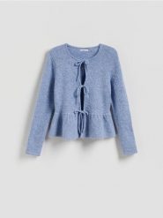 Sweter z wiązaniami - jasnoniebieski. Niebieskie swetry Reserved, l, bez wzorów, z dzianiny, bez ramiączek. Za 129.99 zł.