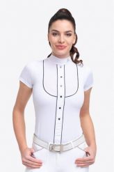 Koszulka do zawodów jeździeckich damska GENTLE RIVER. Białe t-shirty sportowe CAVALLIERA, l, bez wzorów, z materiału, bez ramiączek, do jazdy konnej. Za 255.00 zł.