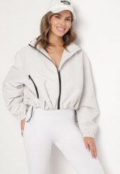 Biała Kurtka Wiatrówka o Kroju Oversize Natilessa. Białe kurtki Born2be, na wiosnę, l, bez wzorów, z jeansu. Za 179.99 zł.