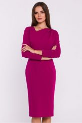 Elegancka sukienka ołówkowa z asymetrycznym dekoltem fiolet. Sukienki Stylove, s, bez wzorów, eleganckie, z asymetrycznym kołnierzem, bez ramiączek, asymetryczne. Za 359.00 zł.