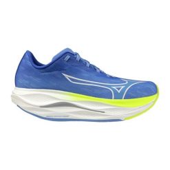 Damskie buty do biegania Mizuno Wave Rebellion Flash 3. Niebieskie buty do biegania Mizuno, bez wzorów, bez zapięcia, do biegania, mizuno wave. Za 749.99 zł.