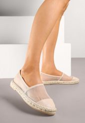 Beżowe Espadryle z Siateczki na Plecionej Podeszwie Folirelin. Brązowe espadryle Renee, bez wzorów, klasyczne, bez obcasa. W wyprzedaży za 63.99 zł.