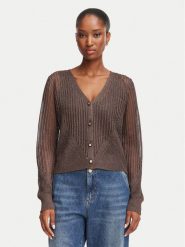 Morgan Kardigan 242-MAGATHE Brązowy ciemny Regular Fit. Brązowe swetry Morgan, l, bez wzorów, z wiskozy, bez ramiączek. Za 269.99 zł.