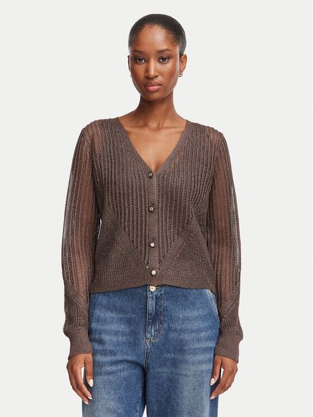 Morgan Kardigan 242-MAGATHE Brązowy ciemny Regular Fit. Brązowe swetry Morgan, m, bez wzorów, z wiskozy, bez ramiączek. Za 269.99 zł.