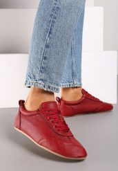 Bordowe Klasyczne Tenisówki z Ekoskóry Verianns. Czerwone trampki Born2be, bez wzorów, z jeansu, eleganckie, bez zapięcia. W wyprzedaży za 76.49 zł.