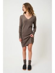 AUTHENTIC CASHMERE Kaszmirowa sukienka "Capelet" w kolorze brązowym rozmiar: XXL. Brązowe sukienki AUTHENTIC CASHMERE, xxl, bez wzorów, z kaszmiru, bez kołnierzyka, bez ramiączek, midi. Za 301.48 zł.