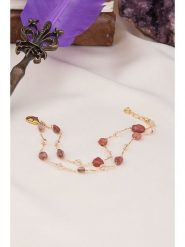 L'Atelier de Gaia Pozłacana bransoletka z kwarcami różowymi rozmiar: onesize. Różowe bransoletki L'Atelier de Gaia, z kwarcem, pozłacane. Za 82.95 zł.