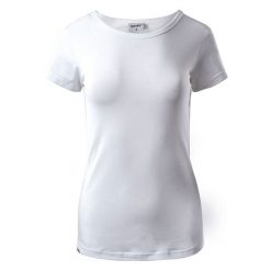 Koszulka damska Hi-Tec Lady Puro - biała, Rozmiar XL. Białe buty sportowe lifestyle Hi-tec, bez wzorów, z bawełny, sportowe, bez zapięcia. Za 34.99 zł.