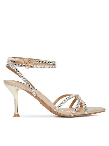 Nine West Sandały SM237-011A Złoty. Żółte sandały Nine West, bez wzorów, ze skóry, bez obcasa, na szpilce, bez zapięcia. Za 249.99 zł.