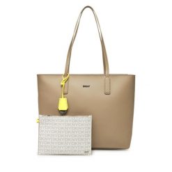 Torebka DKNY. Brązowe shopper bag DKNY, bez wzorów, bez dodatków. Za 429.99 zł.
