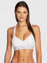 Guess Biustonosz top O1GC15 KBBU1 Biały. Białe biustonosze Guess, z aplikacjami, z syntetyku. Za 119.99 zł.