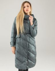Puchowa dłuższa kurtka. Zielone kurtki Unisono, s, bez wzorów, z puchu, bez kaptura. Za 549.00 zł.