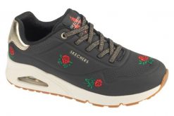 Buty sportowe Sneakersy damskie, Uno - Champagne and Roses. Czarne buty treningowe Skechers, bez wzorów, z materiału, przed kostkę, bez zapięcia, trekkingowe. Za 399.99 zł.