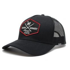 Czapka Trucker - 5 Paneli / Z recyklingu / Jeden rozmiar (Czarny). Szare czapki z daszkiem SURF MONKEY, z aplikacjami, z bawełny. Za 159.95 zł.
