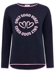 Zwillingsherz Sweter "Only good Vibes" w kolorze granatowym rozmiar: L. Niebieskie swetry Zwillingsherz, l, bez wzorów, z kaszmiru, bez ramiączek. Za 194.15 zł.