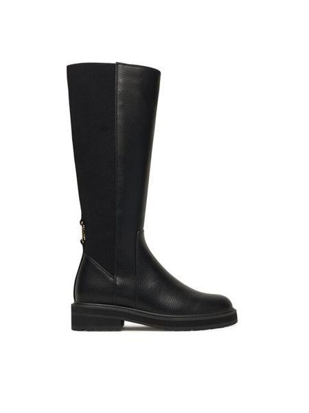 TWINSET Kozaki 252TGT120 Czarny. Czarne kozaki Twinset, bez wzorów, ze skóry, bez obcasa, na płaskiej podeszwie, bez zapięcia. Za 1,229.00 zł.
