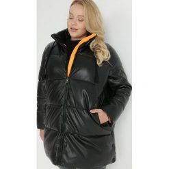 Czarno-Pomarańczowa Kurtka Zimowa Pikowana Hirorve. Czarne kurtki Born2be, na zimę, plus size, bez wzorów, bez kaptura. Za 219.99 zł.