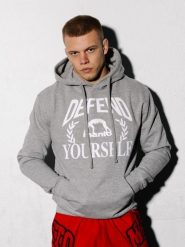 MANTO bluza z kapturem DEFEND melanż. Szare bluzy MANTO, m, bez wzorów, z bawełny, bez ramiączek, z kapturem. Za 249.00 zł.