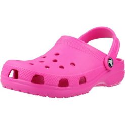Sandały CROCS CLASSIC CLOG K Rose. Czerwone sandały Crocs, bez wzorów, z gumy, bez obcasa, bez zapięcia. Za 218.99 zł.