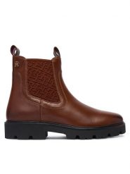 Tommy Hilfiger Sztyblety Th Monogram Leather Chelsea Boot FW0FW09562 Brązowy. Brązowe botki Tommy Hilfiger, bez wzorów, ze skóry, bez obcasa, na płaskiej podeszwie, bez zapięcia. Za 699.99 zł.