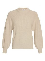 MOSS COPENHAGEN Sweter w kolorze beżowym rozmiar: M/L. Brązowe swetry Moss Copenhagen, l, bez wzorów, z wiskozy, klasyczne, bez ramiączek. Za 162.49 zł.