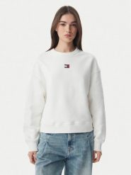 Tommy Jeans Bluza DW0DW17325 Biały Boxy Fit. Białe bluzy bez kaptura Tommy Jeans, m, bez wzorów, z bawełny, bez kaptura. Za 369.99 zł.