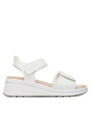 Caprice Sandały 9-28305-46 Biały. Białe sandały Caprice, bez wzorów, ze skóry, bez obcasa, na koturnie, bez zapięcia. Za 228.99 zł.