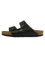 Birkenstock Skórzane klapki "Arizona" w kolorze czarnym rozmiar: 37. Czarne klapki Birkenstock, bez wzorów, klasyczne, bez obcasa, bez zapięcia. Za 381.24 zł.