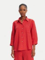 Marella Koszula Boboli1 2515111232 Czerwony Regular Fit. Czerwone koszule Marella, bez wzorów, ze lnu, bez kołnierzyka, bez ramiączek. Za 589.99 zł.