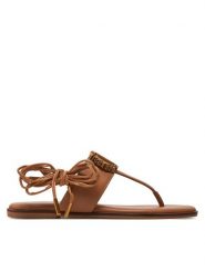 TWINSET Sandały 241TCP220 Brązowy. Brązowe sandały Twinset, bez wzorów, ze skóry, bez obcasa, na płaskiej podeszwie, bez zapięcia. Za 949.99 zł.